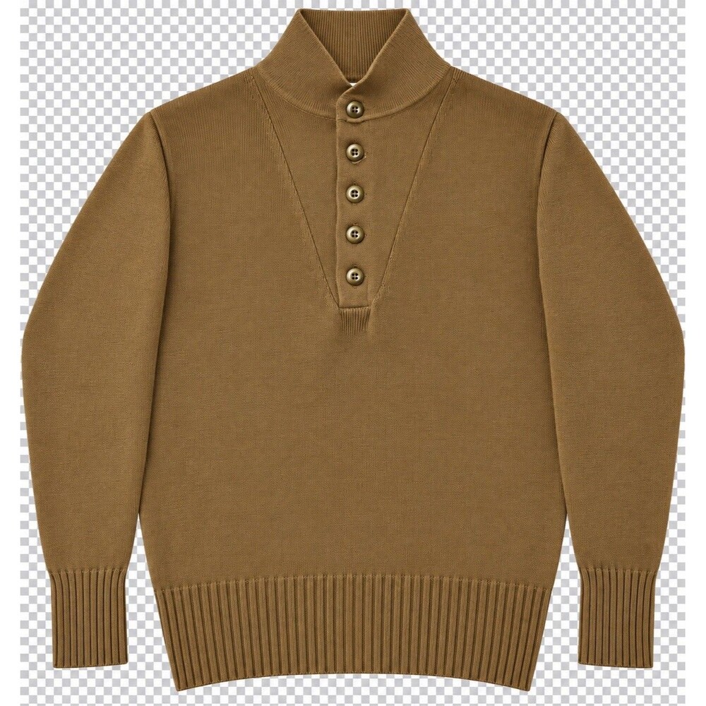 DSCP GARRISON COLLECTION SWEATER MENS LARGE BROWN MILITARY ACRYLIC HENLEY